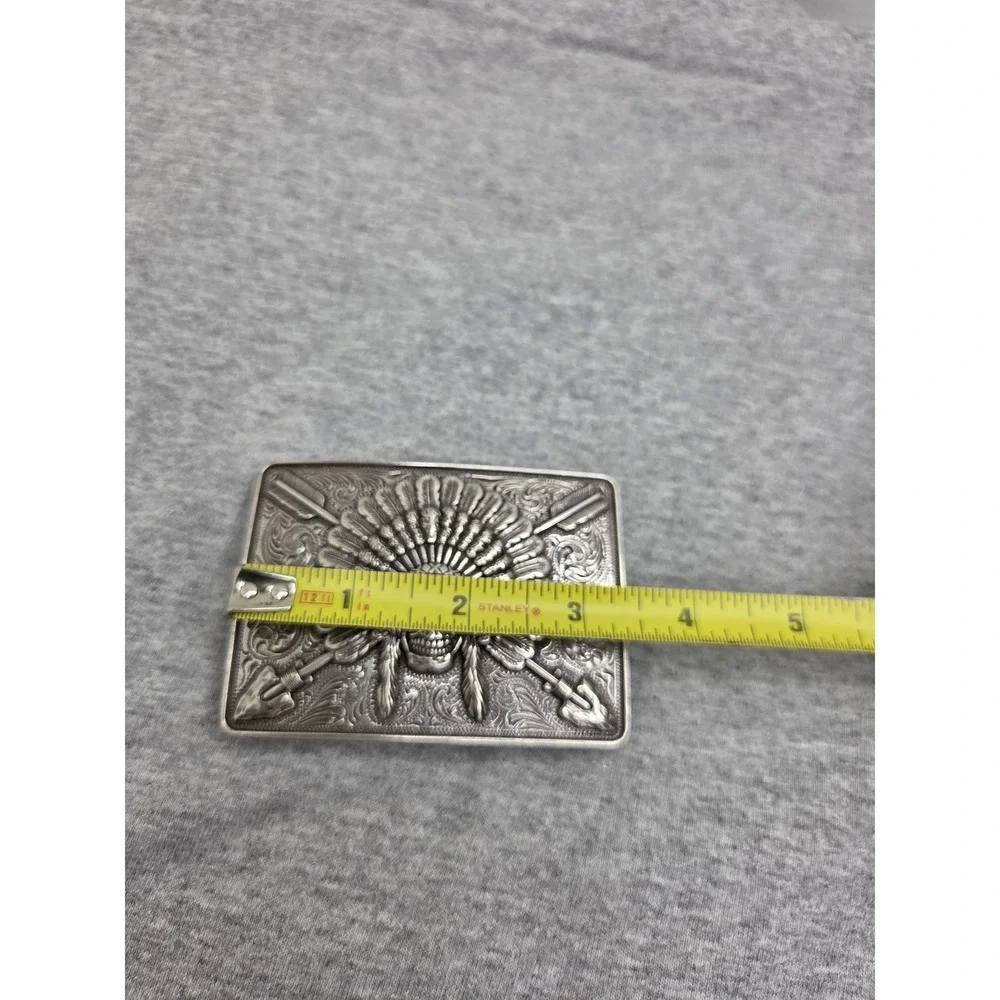 Ariat Chief Skull Feather Headdress Western Large Belt Buckle